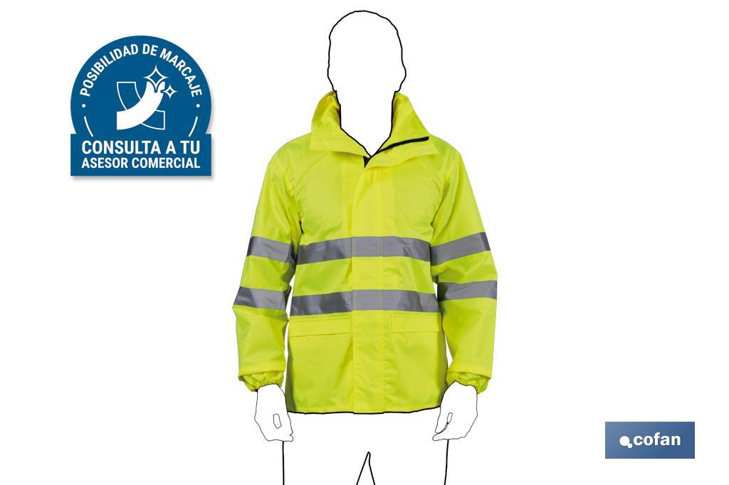 CHAQUETA DE LLUVIA DE ALTA VISIBILIDAD MODELO PÓLUX AMARILLA TALLA XL