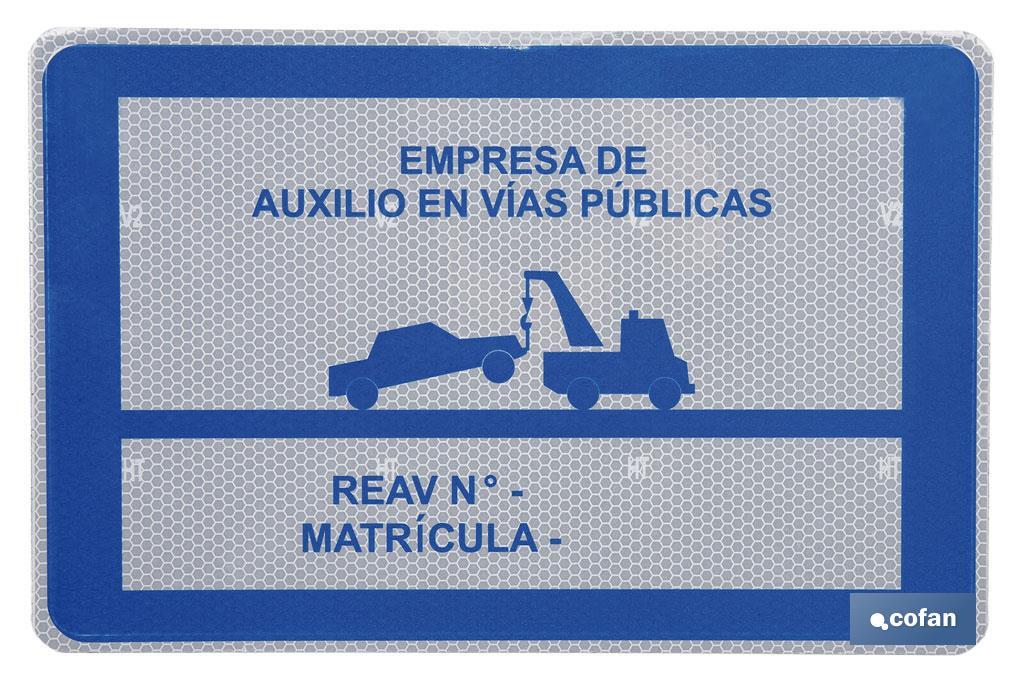 PLACA V-24 PARA GRÚA DE SERVICIO DE AUXILIOS EN CARRETERA