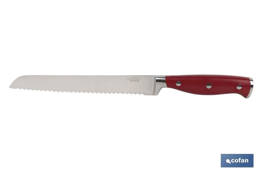 CUCHILLO PANERO HOJA 21cm MODELO AGUACEJO ROJO