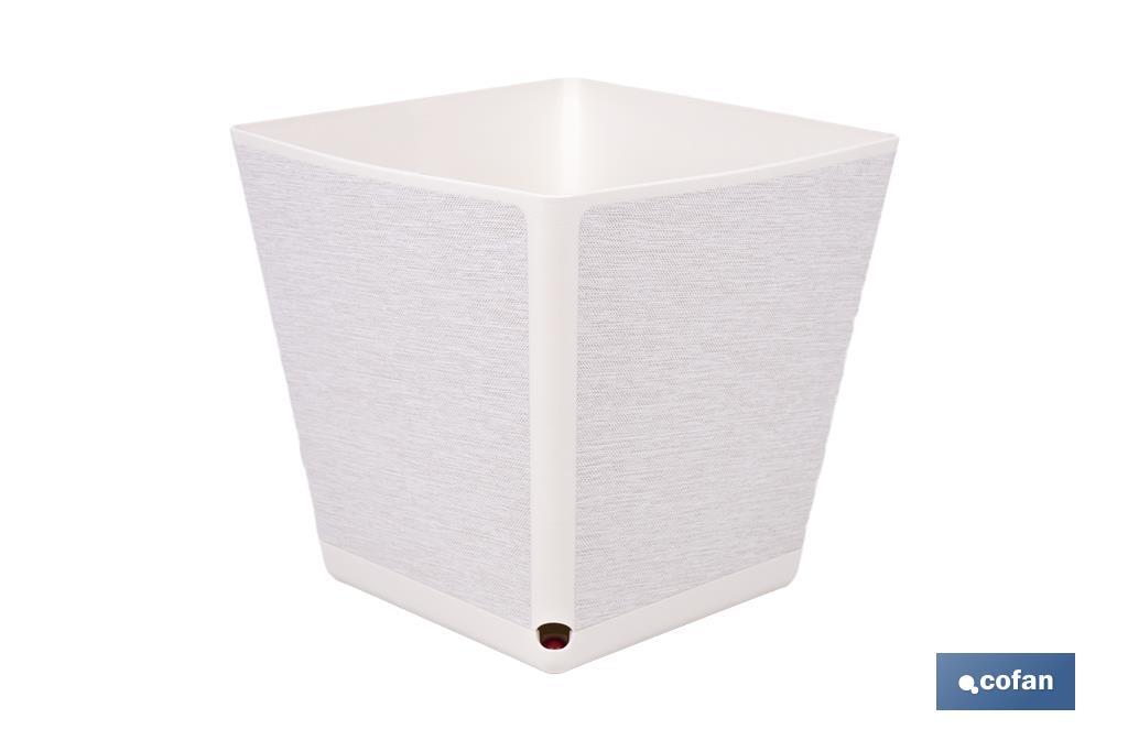 MACETA O MACETERO GAMA TEXTIL CUADRADA COLOR BLANCO PP 238 X 238 X 240 MM 9 L VENTA UNITARIA