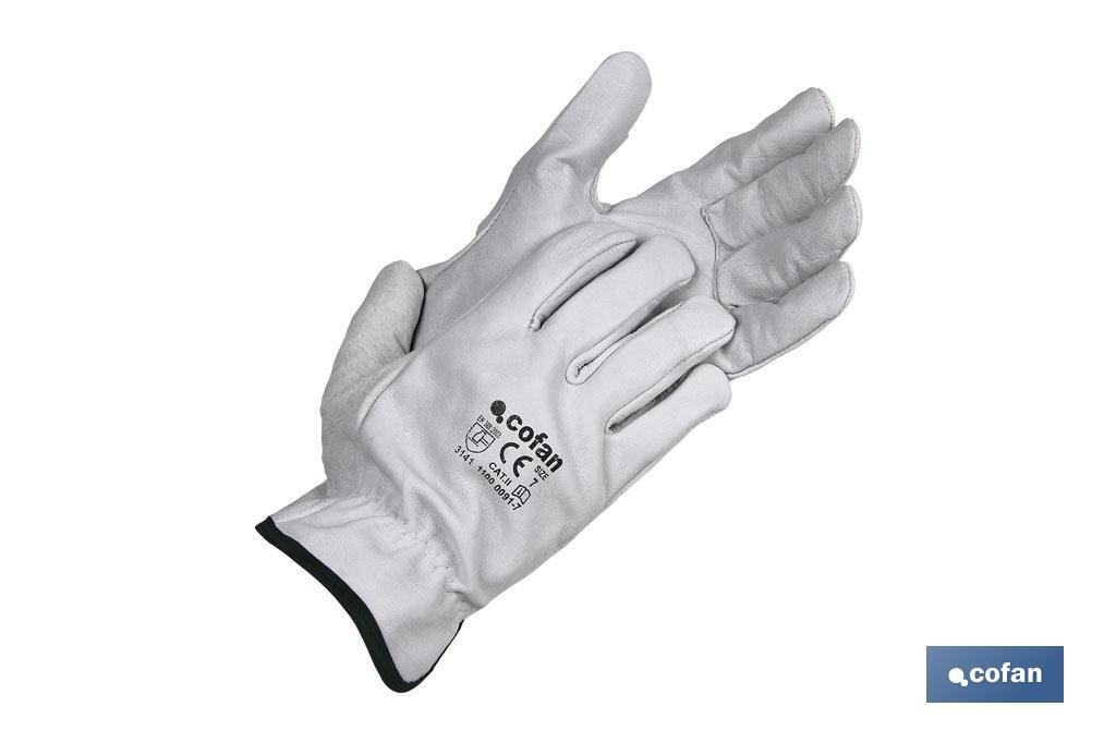 GUANTES PIEL VACUNO GRIS T-9 (PACK: 12 UDS)