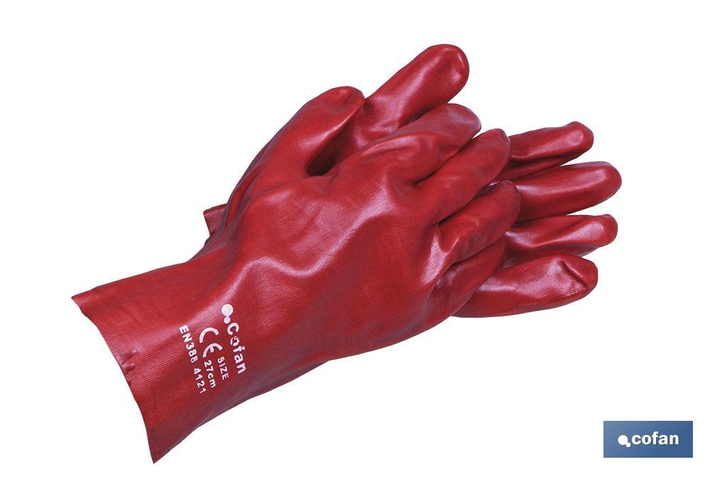 GUANTE PVC ESTANCO ROJO DE 35 Cms. (PACK: 12 UDS)