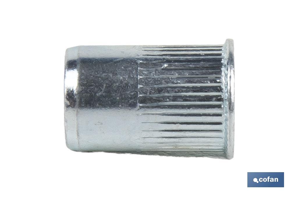 TUERCAS REMACHABLES RANURADAS CABEZA REDUCIDA ACERO M5 (PACK: 1000 UDS)