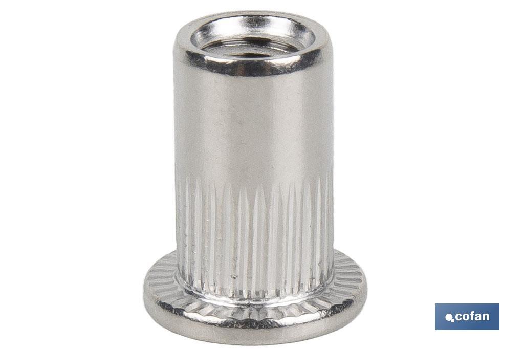 TUERCAS REMACHABLES RANURADAS ANCHAS INOX A-2 M3 (PACK: 1000 UDS)