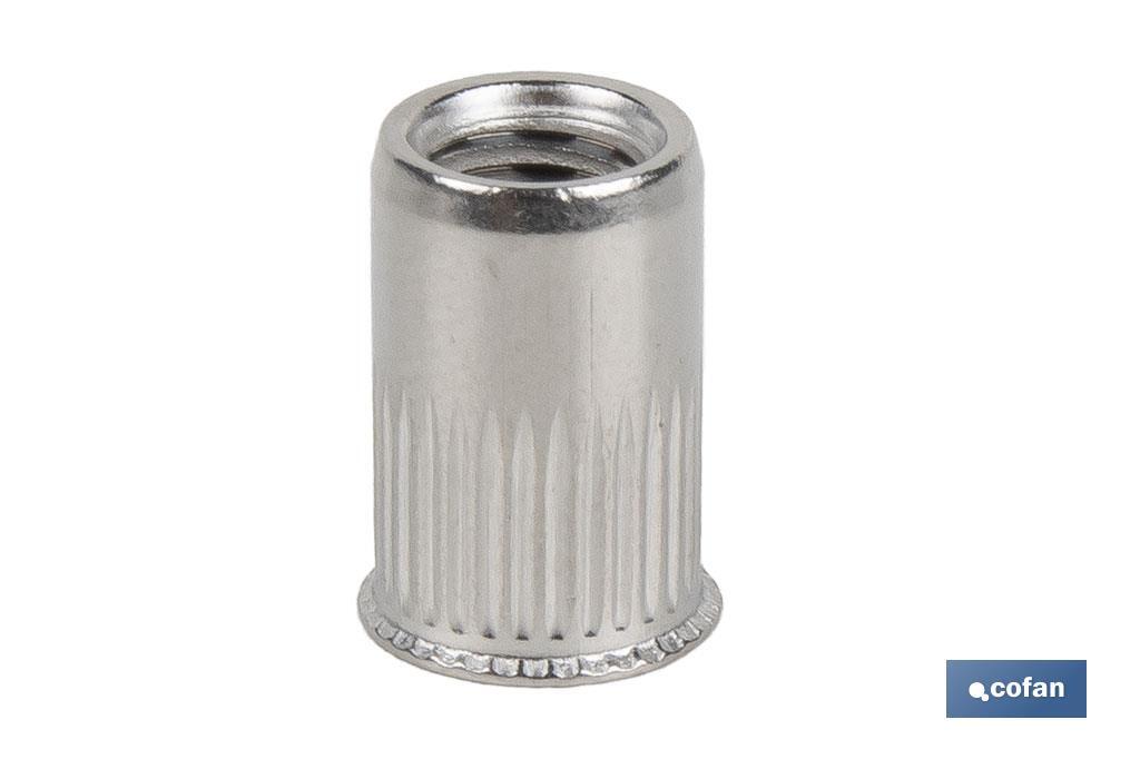 TUERCAS REMACHABLES RANURADAS CABEZA REDUCIDA INOX A-2 M10 (PACK: 200 UDS)