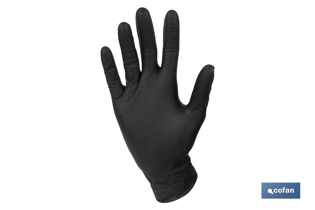 CAJA 100 UDS. GUANTES DE NITRILO NEGRO DIAMANTADO 8,5 G TALLA S (PACK: 1 UDS)