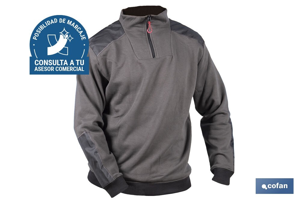 SUDADERA CUELLO CREMALLERA 280gms/m GRIS-NEGRO T-XXXL (PACK: 1 UDS)