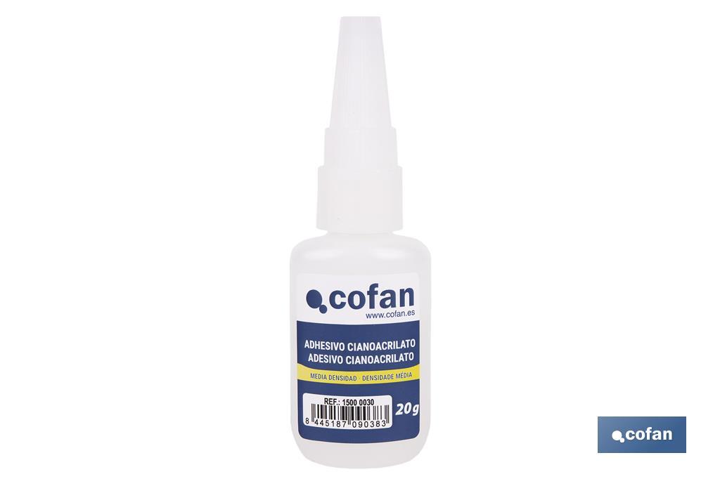 ADHESIVO CIANOACRILATO. MEDIA DENSIDAD 20 G (PACK: 1 UDS)