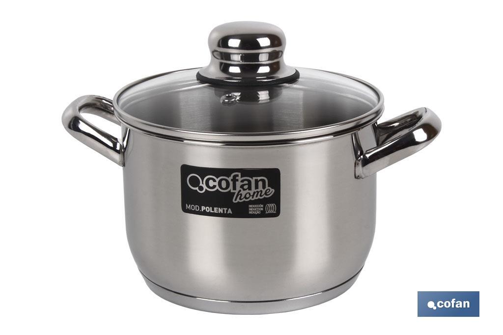 CACEROLA INOX INDUC.3.1L MOD POLENTA T/VIDRIO Ø180 MM (PACK: 1 UDS)