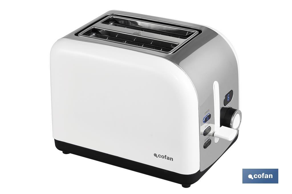 TOSTADOR 2 REBANADAS COLOR BLANCO/ACERO PANTALLA DIGITAL 26,8 X17,3 X 19 CM 800W (PACK: 1 UDS)