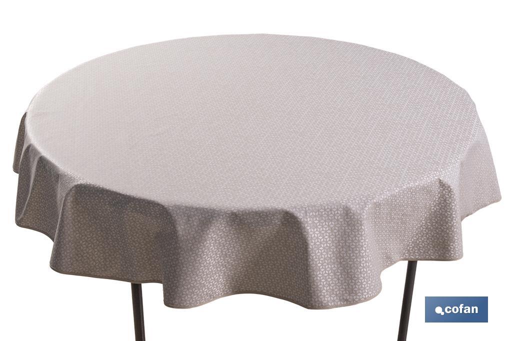MANTEL REDONDO PETALOS ANTIMANCHAS RESINADO JACQUARD CONFECCIONADO 50% ALGODÓN 50% POLIESTER  1,40 M (PACK: 1 UDS)