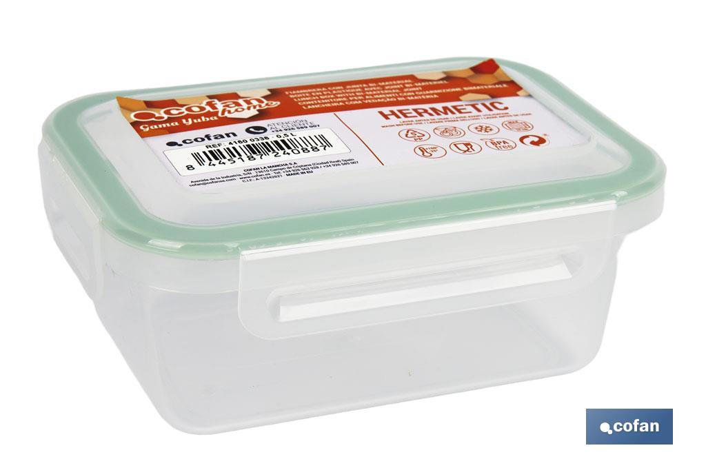 FIAMBRERA VERDE RECTANGULAR CON JUNTA BI-MATERIA MODELO YUBA 1 L (PACK: 1 UDS)