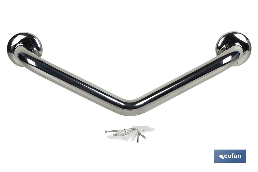 BARRA DE APOYO CON ANGULO DE 135º DE ACERO INOXIDABLE 304 (50 x 3.2 CM) (PACK: 1 UDS)