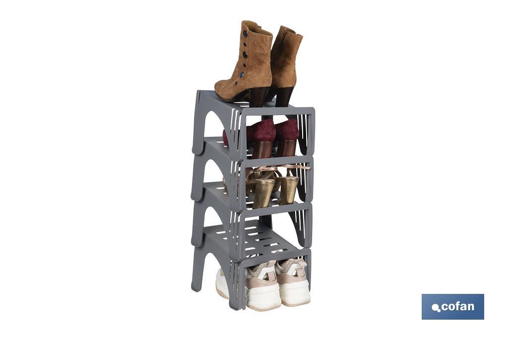 PACK DE 4 ORGANIZADORES DE ZAPATOS COLOR GRIS 26 X 26 X 19 CM (PACK: 1 UDS)