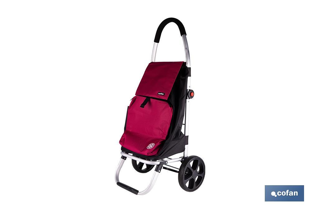 CARRO DE LA COMPRA NEGRO Y GRANATE PLEGABLE DE ALUMINIO CON 2 RUEDAS GRANDES 43 L (PACK: 1 UDS)