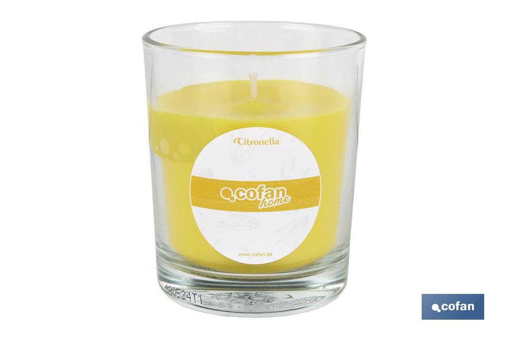 VELA AROMÁTICA DE CITRONELA EN VASO TRANSPARENTE 120 G (PACK: 6 UDS)
