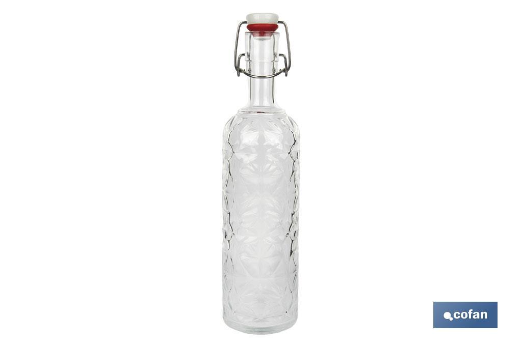 BOTELLA DE VIDRIO TRANSPARENTE CON CIERRE DE ESTRIBO 1 L (PACK: 6 UDS)