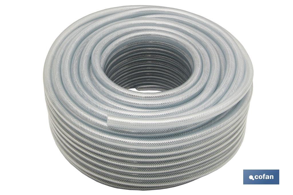 MANGUERA PVC CRISTAL C/REFUERZO 12x18mm/50m