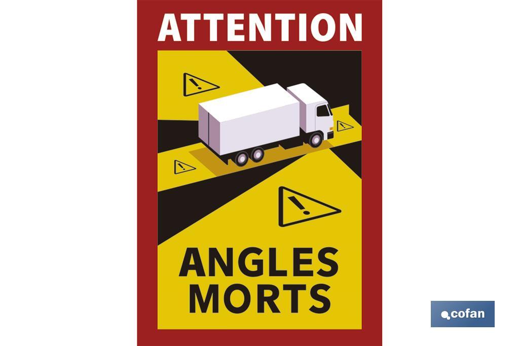 ETIQUETA ADHESIVA «ATTENTION ANGLES MORTS» CAMIONES VENTA UNITARIA