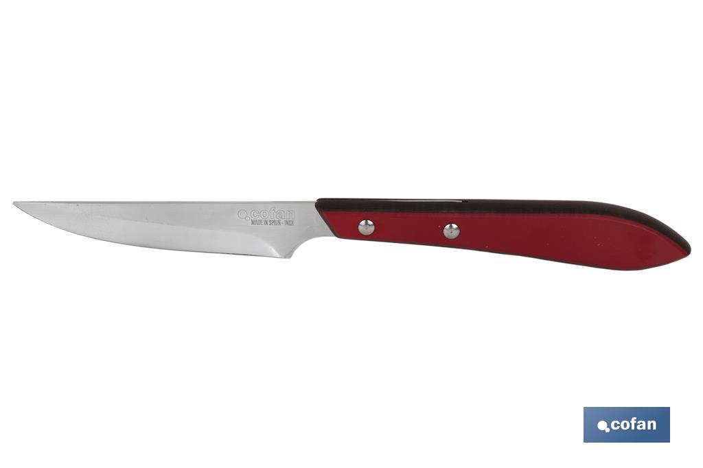 PACK 3 CUCHILLO DE MESA CON FILO HOJA 10cm  MODELO GULASH ROJO (PACK: 1 UDS)