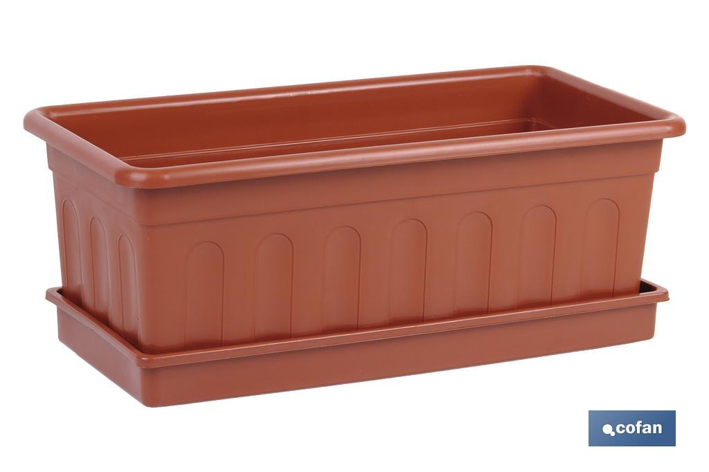 JARDINERA MARRON MODELO AZAHAR 60X22X15+PLATO 60X22cm venta unitaria (PACK: 1 UDS)