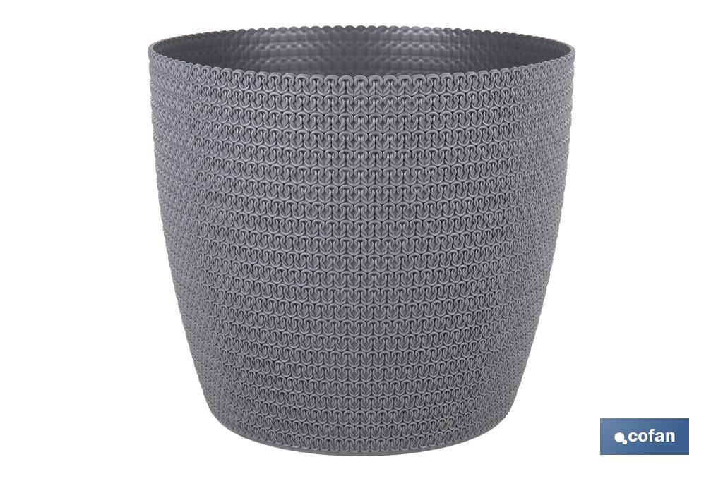 MACETA O MACETERO TRENZADA COLOR GRIS OSCURO PP Ø 359 X 315 MM 26,5 L VENTA UNITARIA