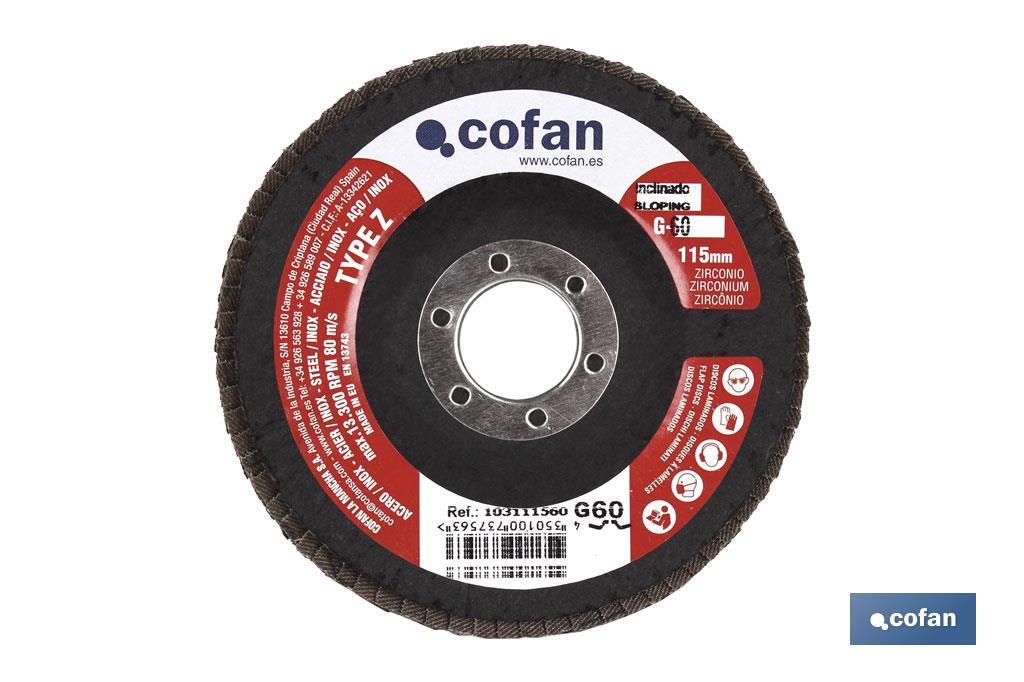 DISCO LAMINADO ESTANDAR INCLINADO 115 MM. G-120 ZIRCONIO venta unitaria (PACK: 1 UDS)