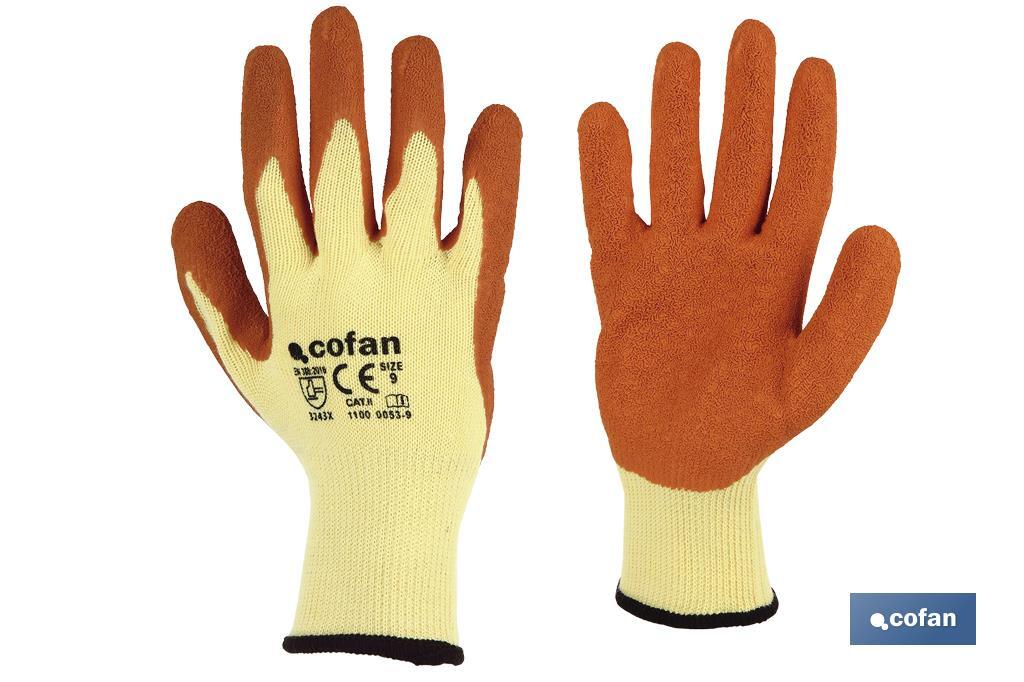 GUANTE LATEX RUGOSO NARANJA TALLA 9 (PACK: 12 UDS)