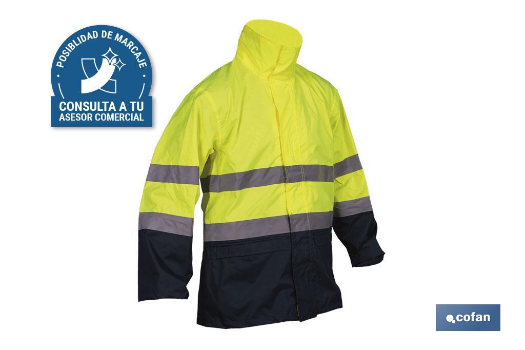 CHAQUETA DE LLUVIA DE ALTA VISIBILIDAD MODELO SAGITARIO AMARILLA Y AZUL TALLA XL (PACK: 1 UDS)