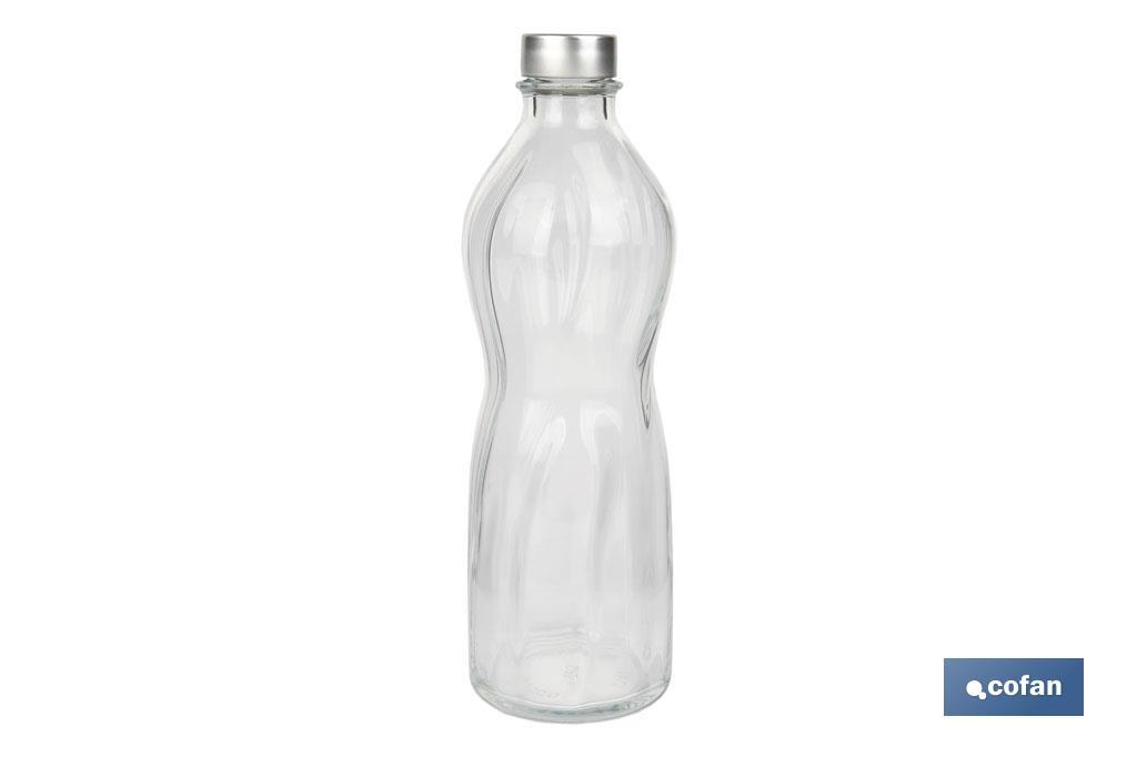 BOTELLA DE VIDRIO TRANSPARENTE CON TAPÓN ACERO INOXIDABLE 1 L (PACK: 6 UDS)