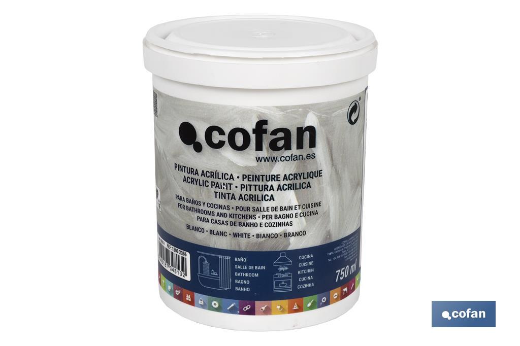 Pintura Acrílica para Baño y Cocina | Bote de 750 ml | Color Blanco