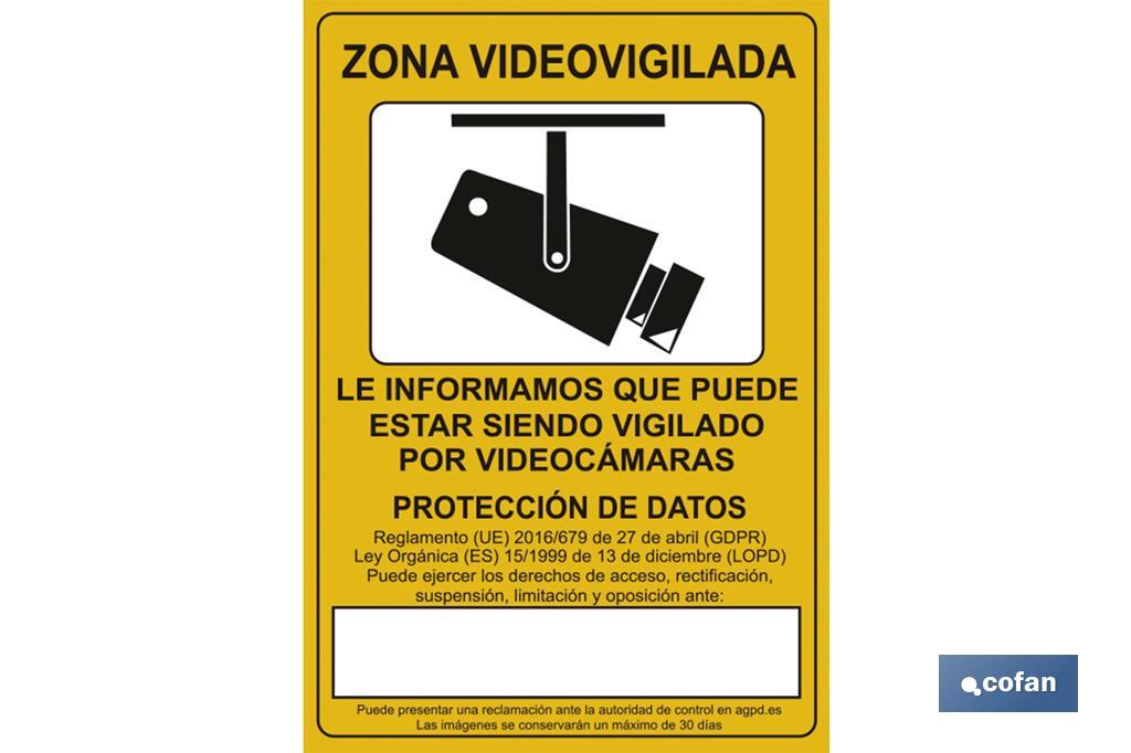 Señal de videovigilancia. El diseño de la señal puede variar, pero en ningún caso se variará el significado de la misma.